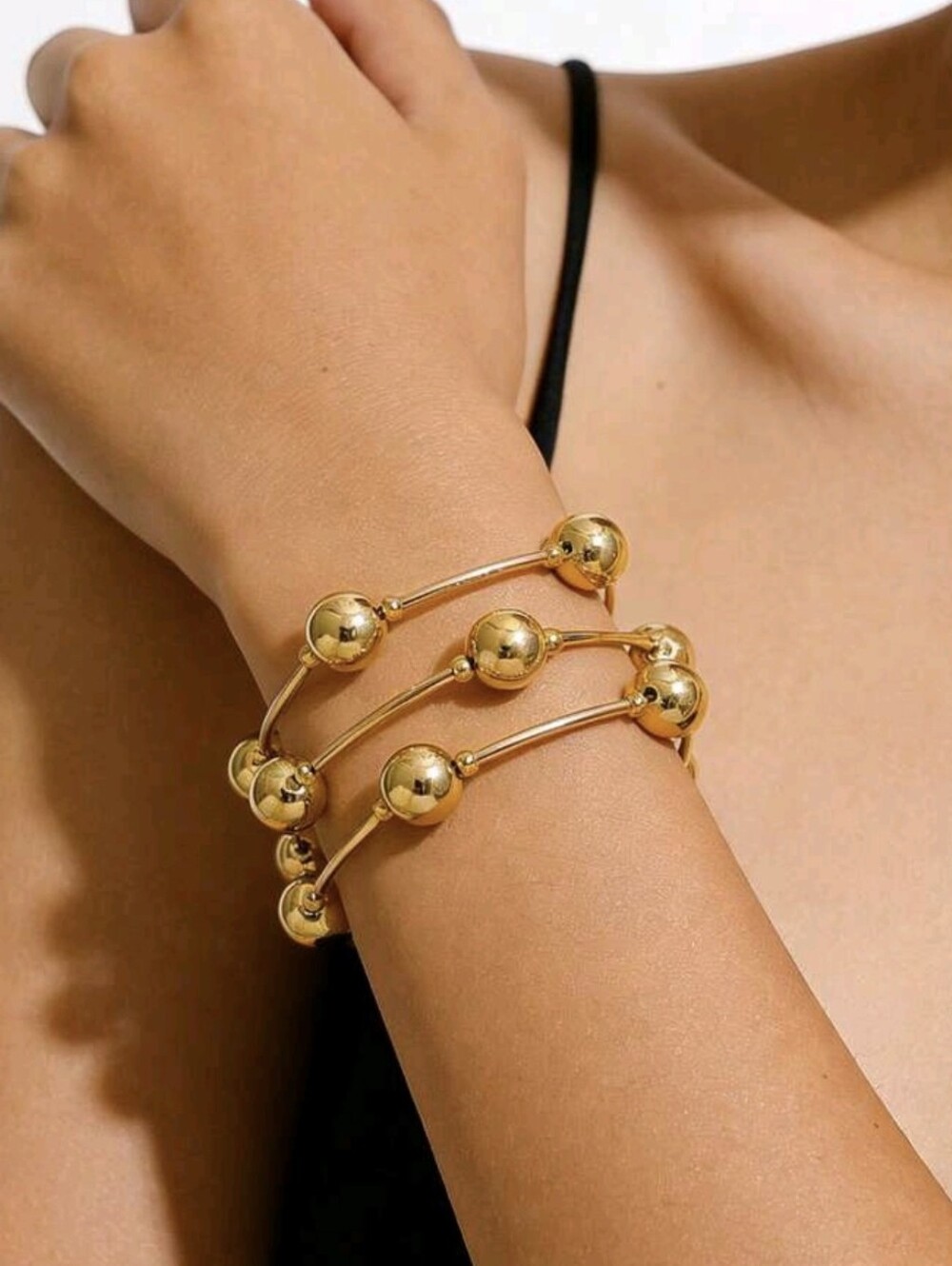 Gold Beaded Multi-Row Bracelet - Women Jewelry